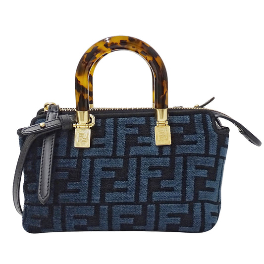FENDI フェンディ バイザウェイ ミニ 2wayバッグ ズッカ ブルー ブラック 8BS067 レディース 【中古】