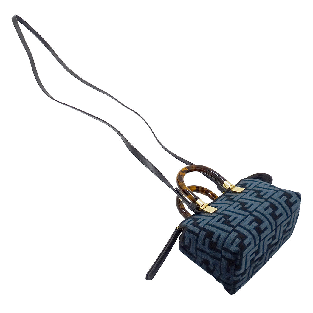 FENDI フェンディ バイザウェイ ミニ 2wayバッグ ズッカ ブルー ブラック 8BS067 レディース 【中古】