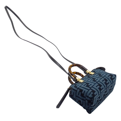 FENDI フェンディ バイザウェイ ミニ 2wayバッグ ズッカ ブルー ブラック 8BS067 レディース 【中古】