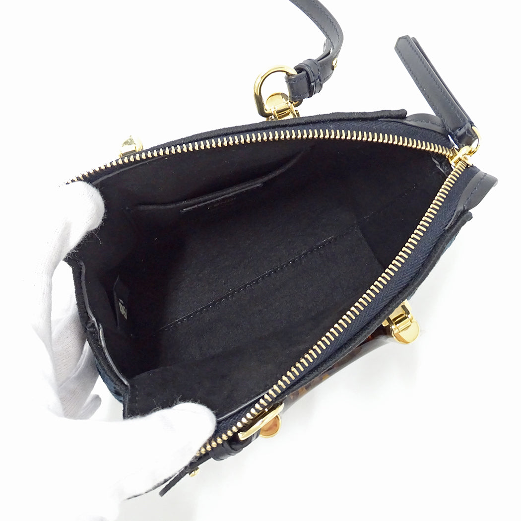 FENDI フェンディ バイザウェイ ミニ 2wayバッグ ズッカ ブルー ブラック 8BS067 レディース 【中古】