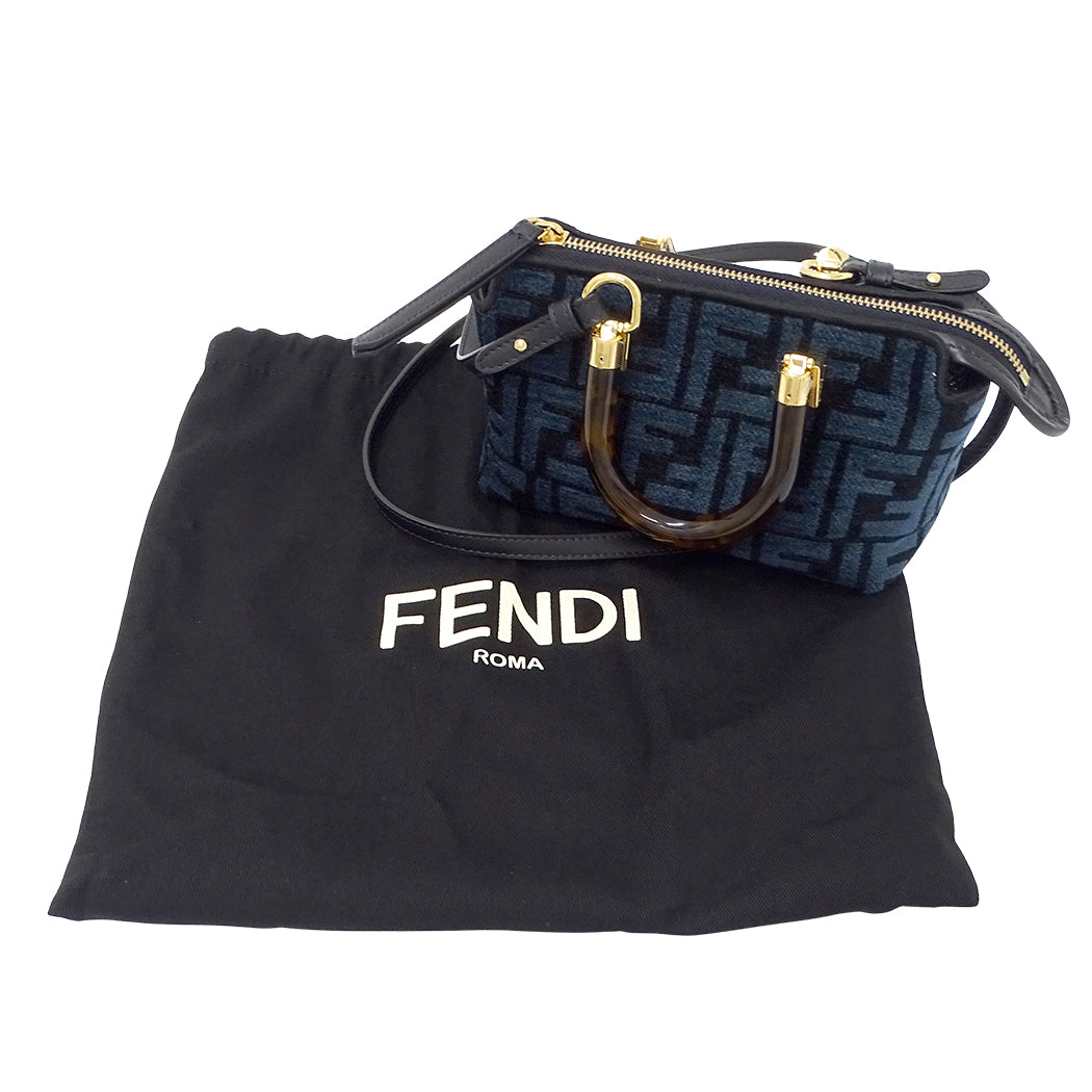 FENDI フェンディ バイザウェイ ミニ 2wayバッグ ズッカ ブルー ブラック 8BS067 レディース 【中古】