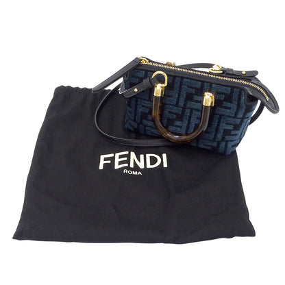 FENDI フェンディ バイザウェイ ミニ 2wayバッグ ズッカ ブルー ブラック 8BS067 レディース 【中古】