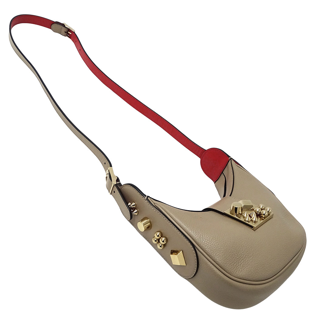 Christian Louboutin クリスチャンルブタン カラスカイ ミニ ショルダーバッグ ベージュ レザー レディース 【中古】