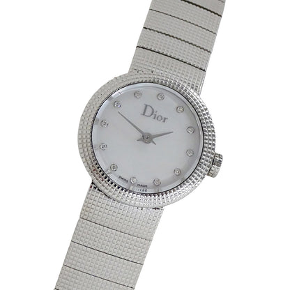 Dior ディオール ラ ベイビー ディ CD41110 レディース 腕時計 12Pダイヤ シェル クオーツ SS 磨き済み【中古】