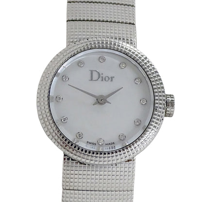 Dior ディオール ラ ベイビー ディ CD41110 レディース 腕時計 12Pダイヤ シェル クオーツ SS 磨き済み【中古】