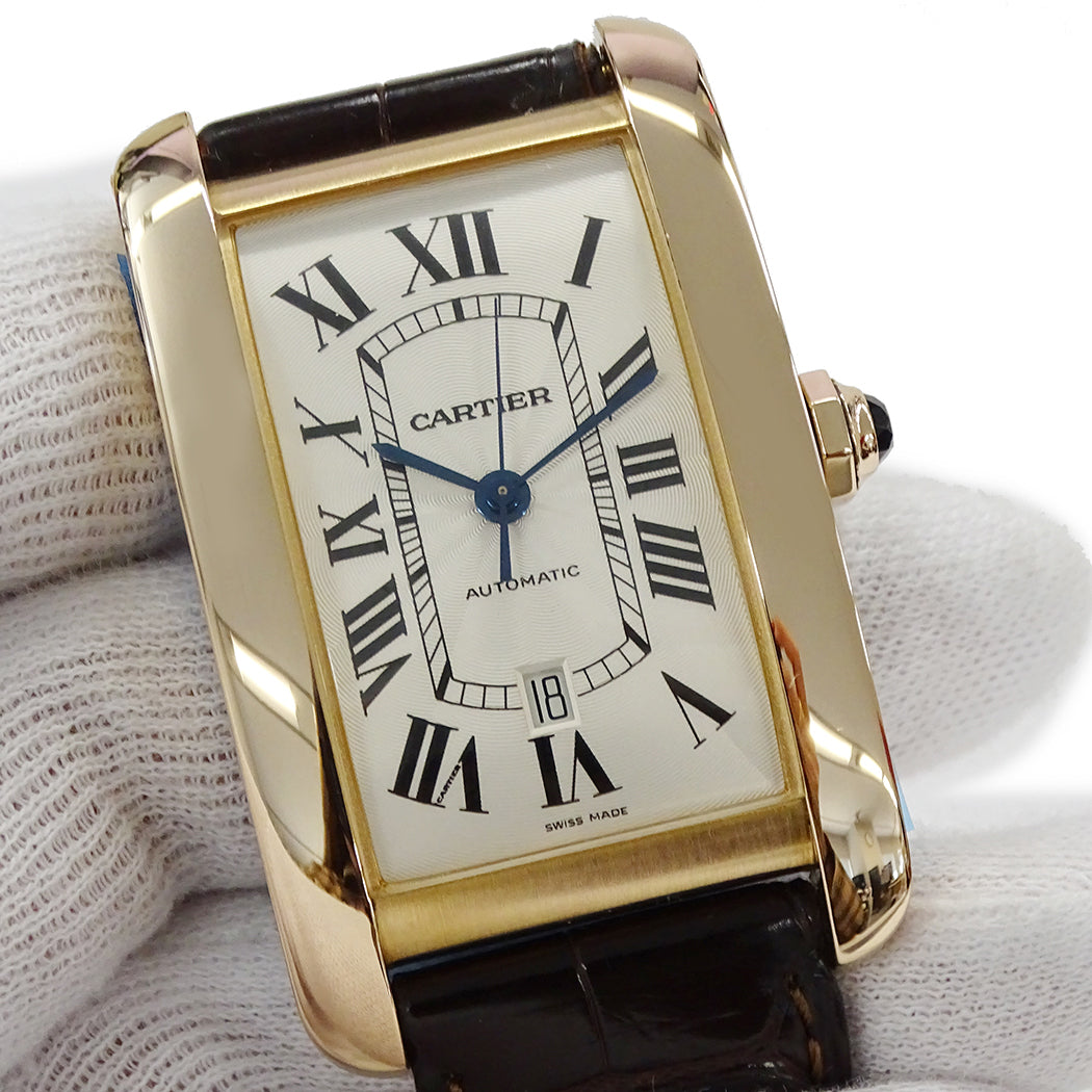 Cartier カルティエ タンクアメリカン XL W2609856 メンズ 腕時計 自動巻き 750PG レザー 磨き済み【中古】