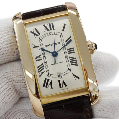 Cartier カルティエ タンクアメリカン XL W2609856 メンズ 腕時計 自動巻き 750PG レザー 磨き済み【中古】