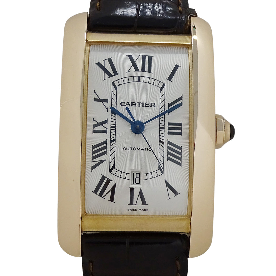 Cartier カルティエ タンクアメリカン XL W2609856 メンズ 腕時計 自動巻き 750PG レザー 磨き済み【中古】