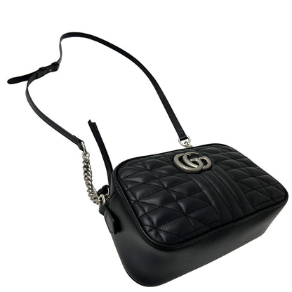 GUCCI グッチ ショルダーバッグ GGマーモント ブラック シルバー金具 447632 レザー レディース 【中古】