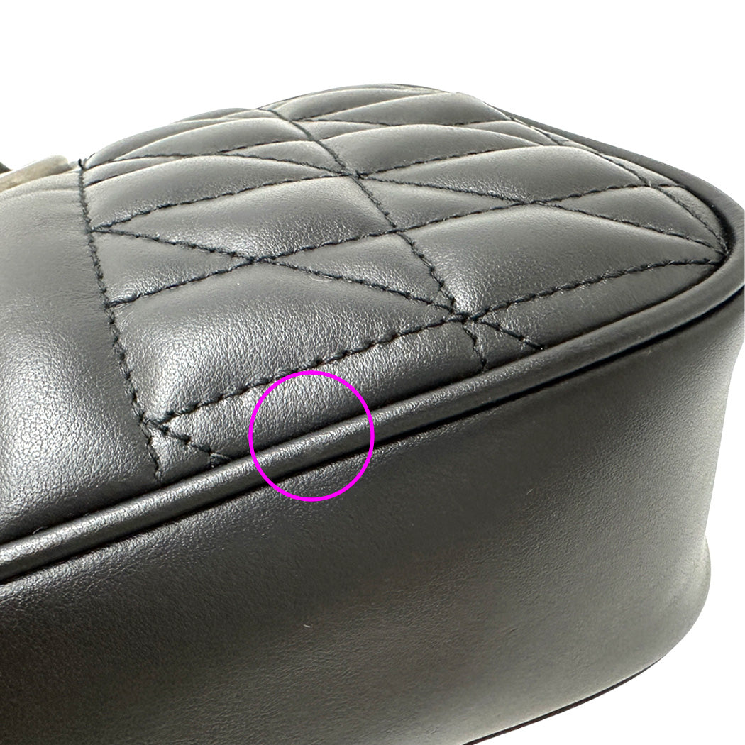 GUCCI グッチ ショルダーバッグ GGマーモント ブラック シルバー金具 447632 レザー レディース 【中古】