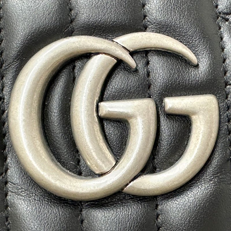 GUCCI グッチ ショルダーバッグ GGマーモント ブラック シルバー金具 447632 レザー レディース 【中古】