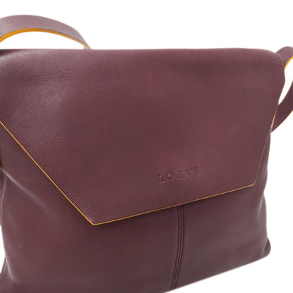 LOEWE ロエベ ショルダーバッグ ボルドー レザー レディース 【中古】