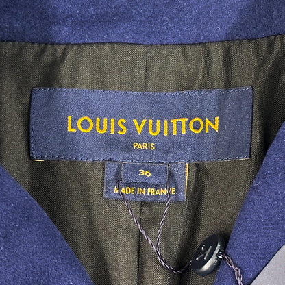 LOUIS VUITTON ルイ・ヴィトン ピーコート ネイビー ゴールド金具 FHCO094 ポリエステル ウール カシミヤ ネイビー レディース 36 モノグラム ハイネック ダブル チンストラップ付き 【中古】