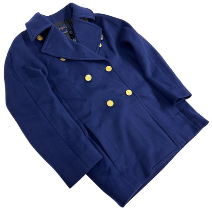 LOUIS VUITTON ルイ・ヴィトン ピーコート ネイビー ゴールド金具 FHCO094 ポリエステル ウール カシミヤ ネイビー レディース 36 モノグラム ハイネック ダブル チンストラップ付き 【中古】