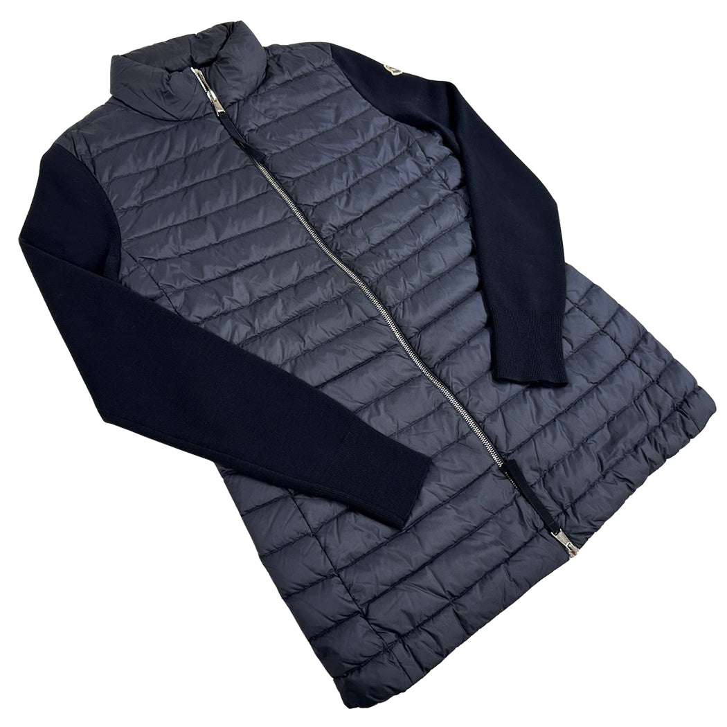 MONCLER モンクレール カーディガン トリコット ダウンジャケット ネイビー F10939B50900 ウール レディース S 【中古】