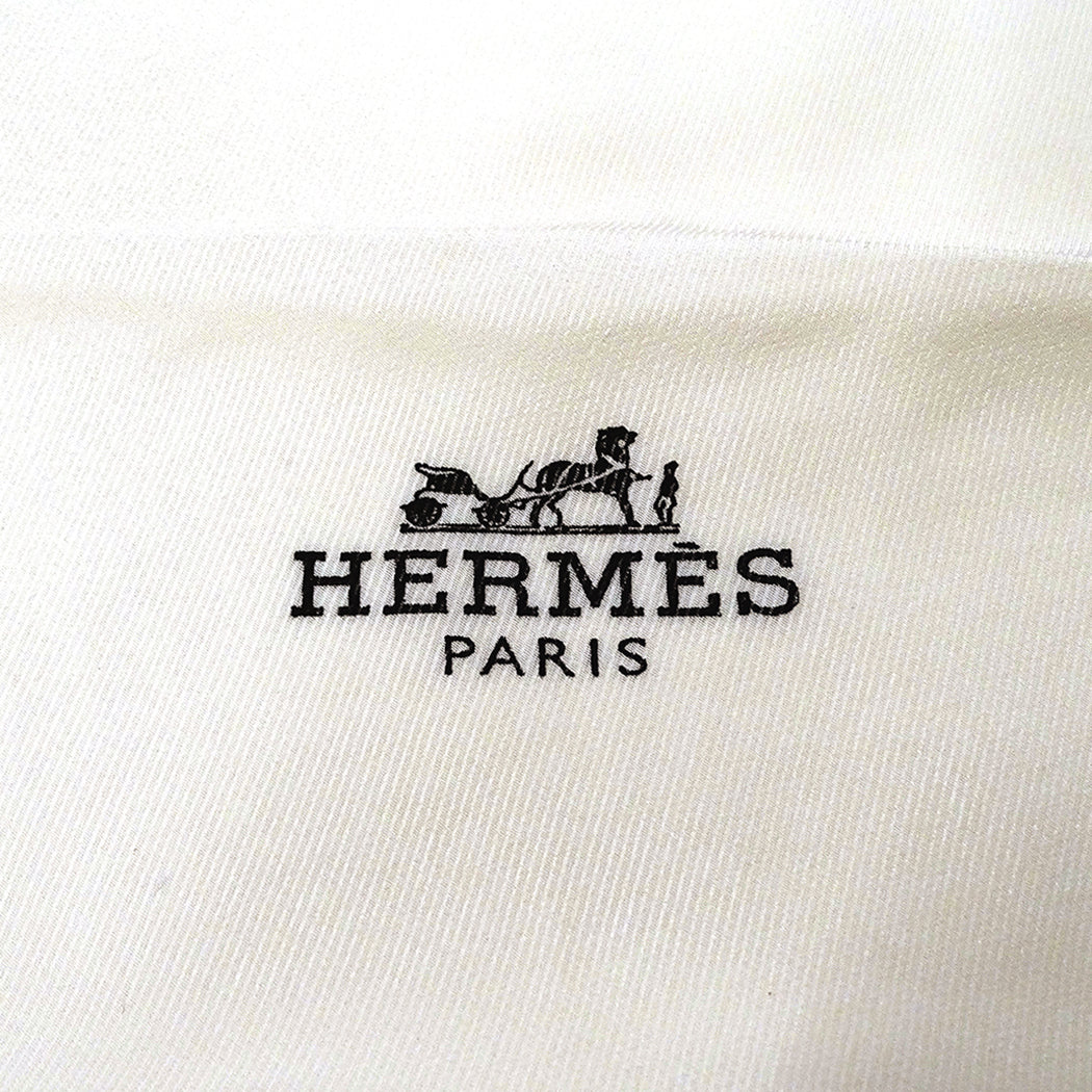 HERMES エルメス ロザンジュ MM スカーフ ホワイト ブラック シルク メンズ 【中古】