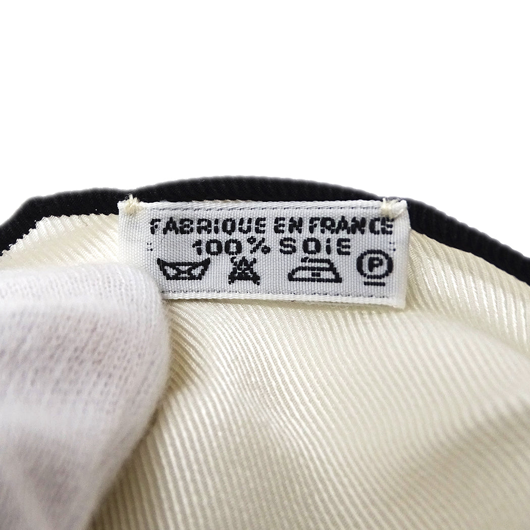 HERMES エルメス ロザンジュ MM スカーフ ホワイト ブラック シルク メンズ 【中古】