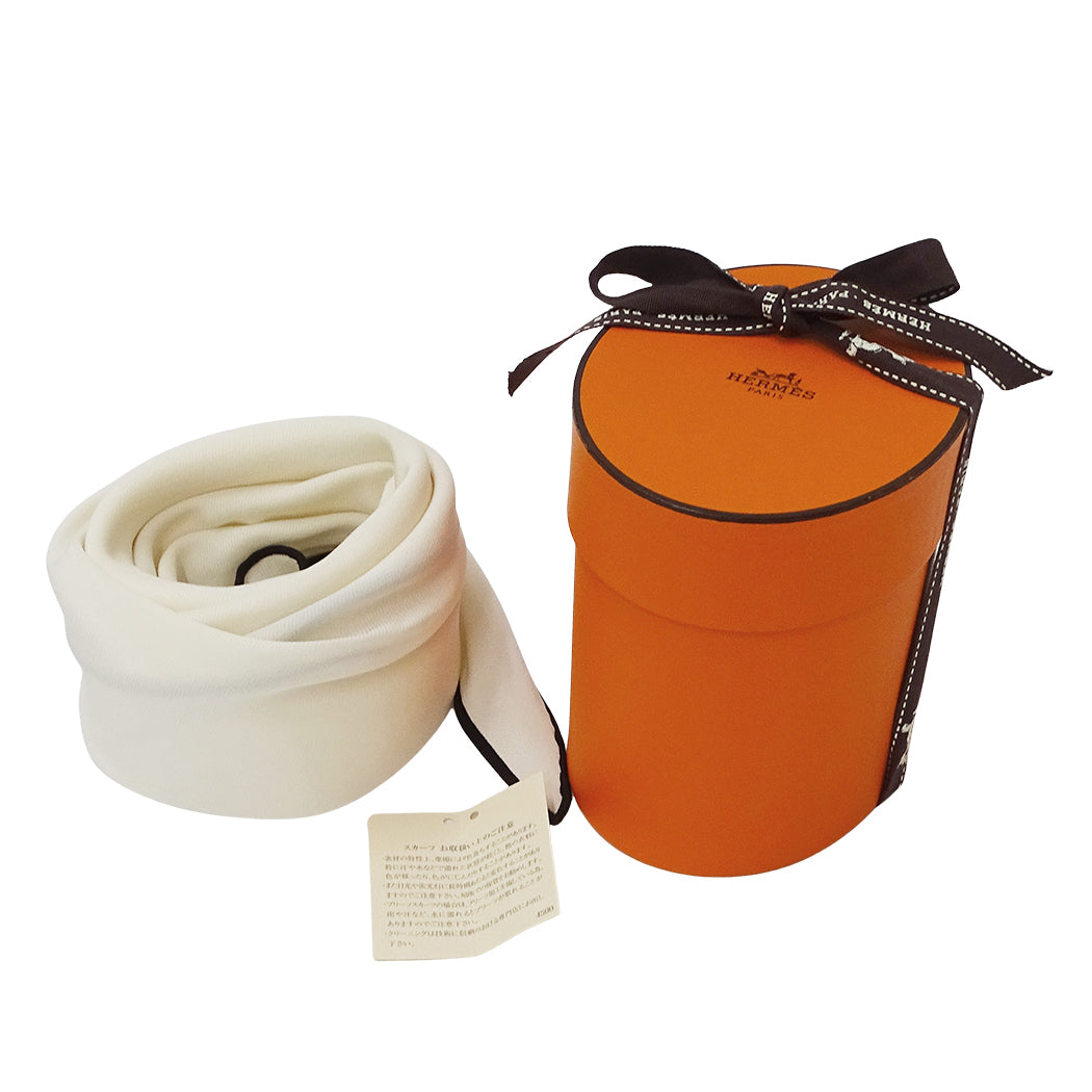 HERMES エルメス ロザンジュ MM スカーフ ホワイト ブラック シルク メンズ 【中古】