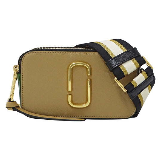 MARC JACOBS マークジェイコブス スナップショット ショルダーバッグ ベージュ グリーン レザー レディース 【中古】