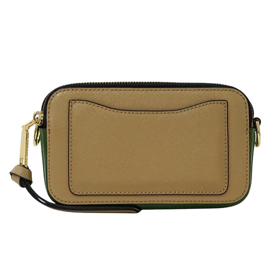 MARC JACOBS マークジェイコブス スナップショット ショルダーバッグ ベージュ グリーン レザー レディース 【中古】
