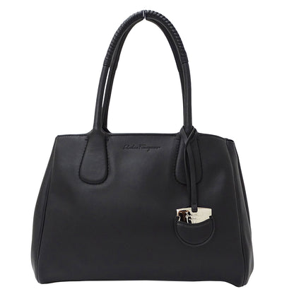 Ferragamo フェラガモ ノリータ トートバッグ ブラック GG-21E605 レザー レディース 【中古】