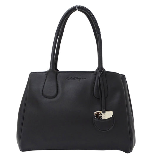 Ferragamo フェラガモ ノリータ トートバッグ ブラック GG-21E605 レザー レディース 【中古】