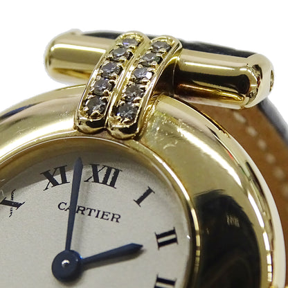 Cartier カルティエ マストコリゼ SM WB101931 レディース 腕時計 クオーツ QZ 750YG ダイヤモンド レザー 磨き済み【中古】