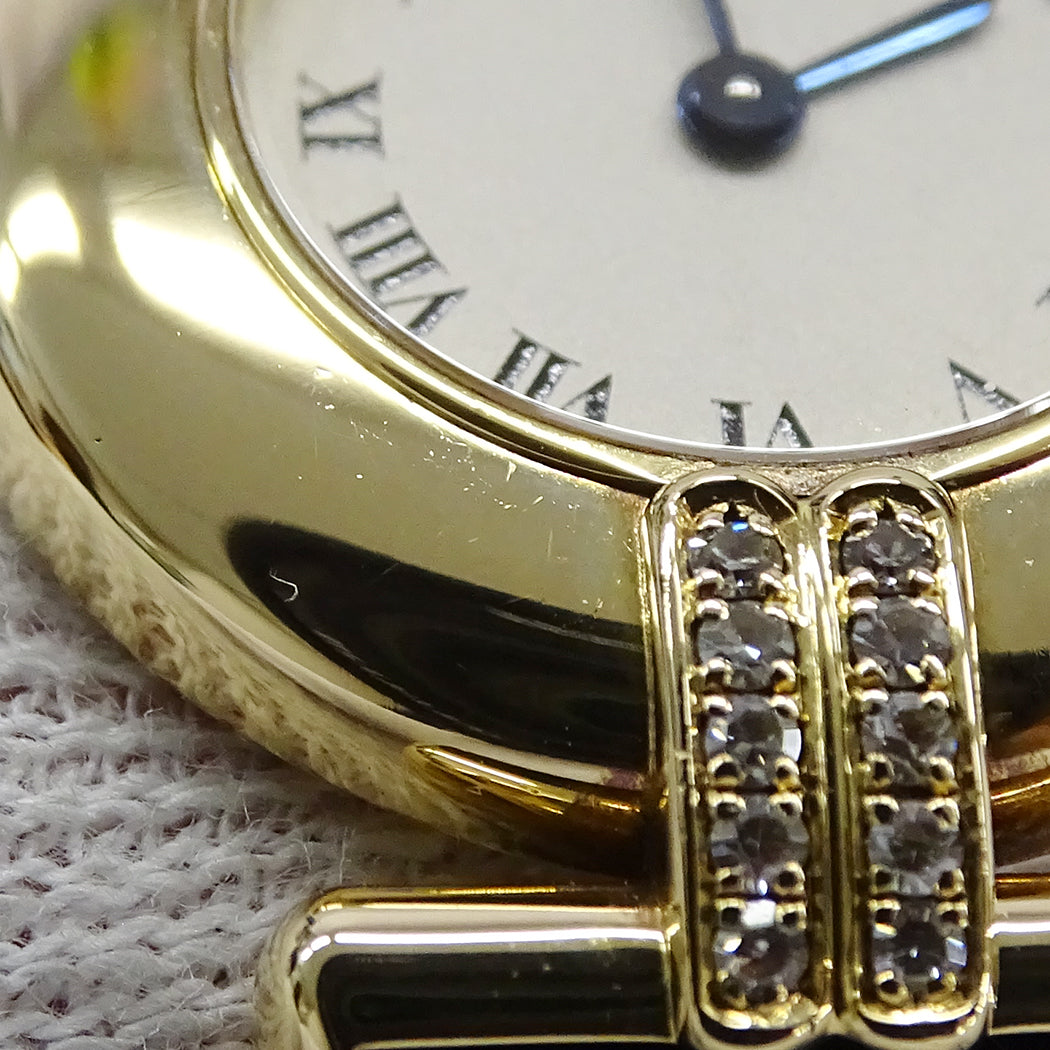 Cartier カルティエ マストコリゼ SM WB101931 レディース 腕時計 クオーツ QZ 750YG ダイヤモンド レザー 磨き済み【中古】