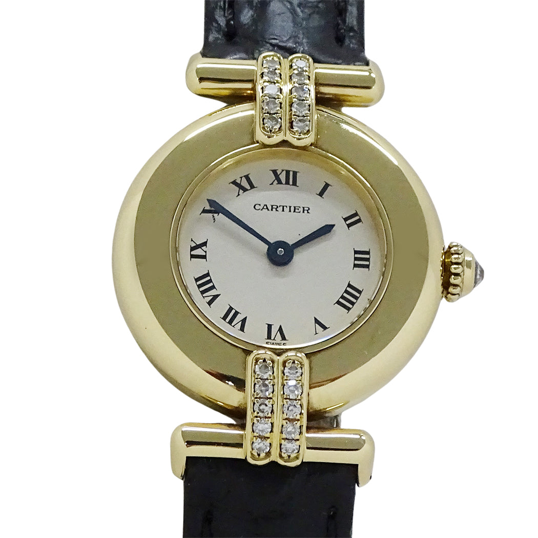 Cartier カルティエ マストコリゼ SM WB101931 レディース 腕時計 クオーツ QZ 750YG ダイヤモンド レザー 磨き済み【中古】