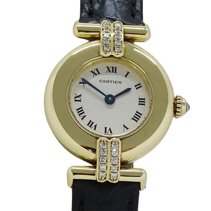 Cartier カルティエ マストコリゼ SM WB101931 レディース 腕時計 クオーツ QZ 750YG ダイヤモンド レザー 磨き済み【中古】
