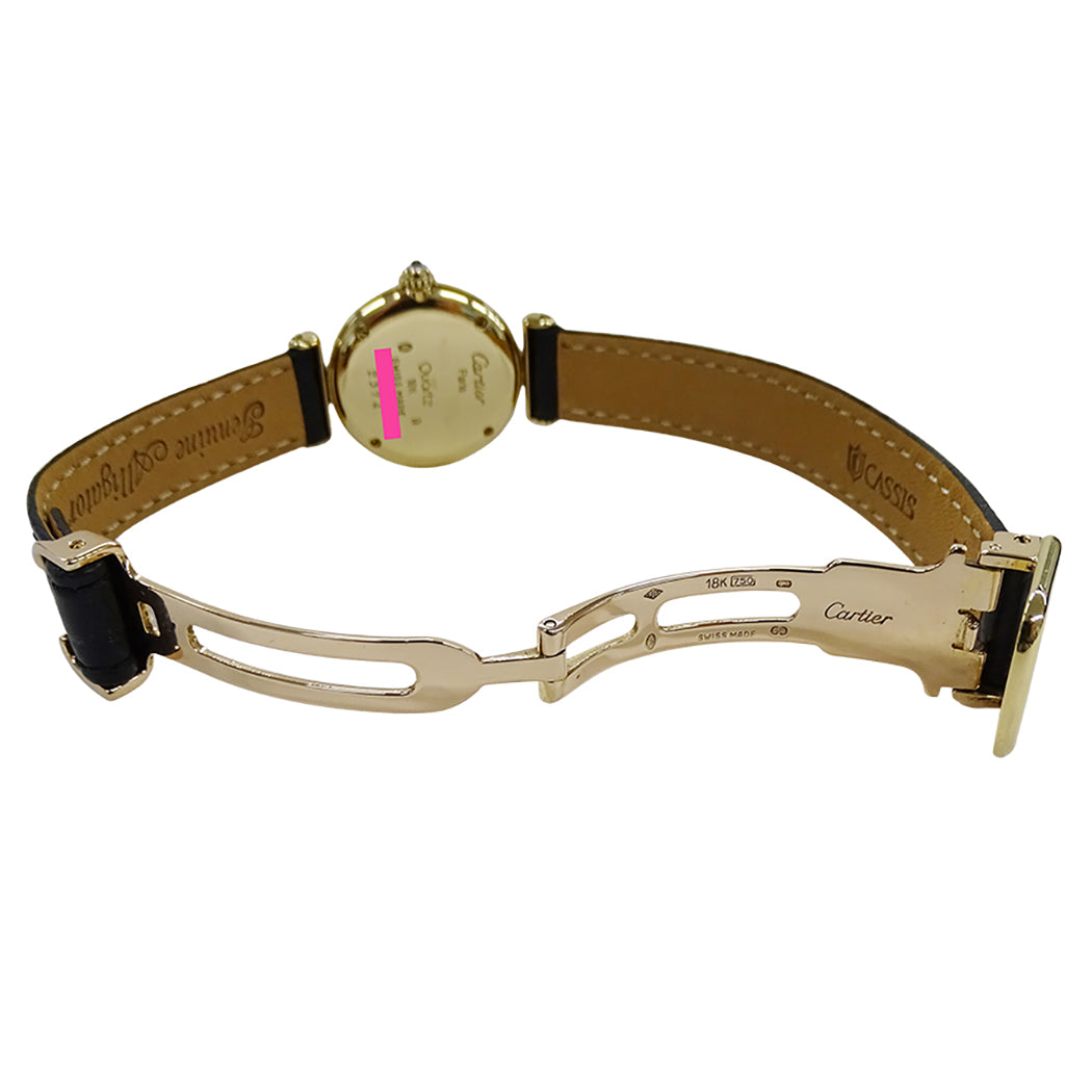 Cartier カルティエ マストコリゼ SM WB101931 レディース 腕時計 クオーツ QZ 750YG ダイヤモンド レザー 磨き済み【中古】