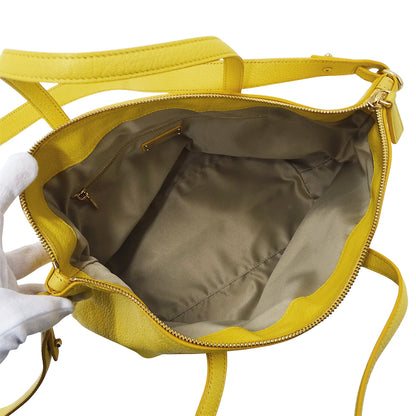 Ferragamo フェラガモ 2wayバッグ ダブルガンチーニ イエロー GG-21F644 レザー レディース 【中古】