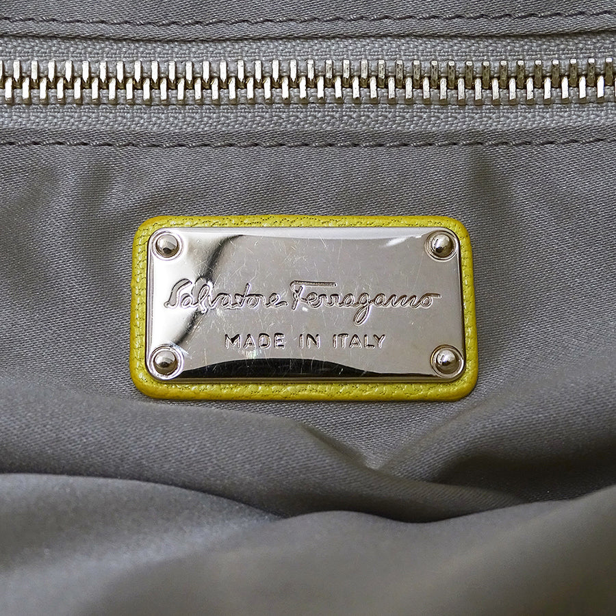 Ferragamo フェラガモ 2wayバッグ ダブルガンチーニ イエロー GG-21F644 レザー レディース 【中古】