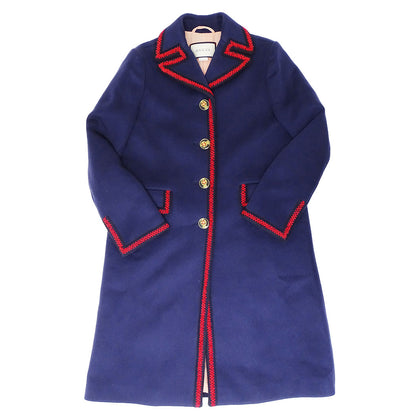 GUCCI グッチ ロングコート アウター ネイビー ウール レディース 【中古】