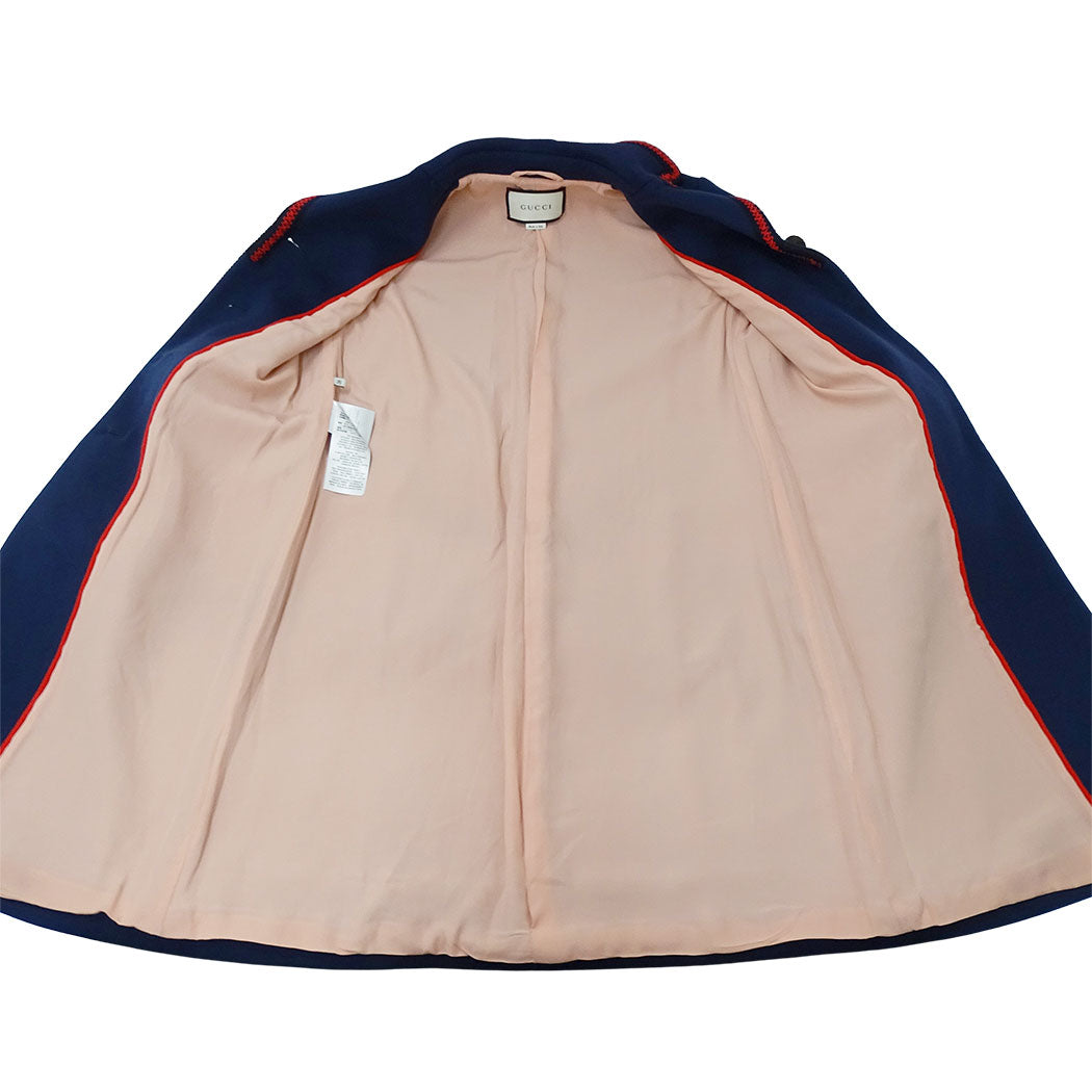 GUCCI グッチ ロングコート アウター ネイビー ウール レディース 【中古】