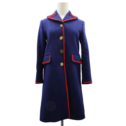 GUCCI グッチ ロングコート アウター ネイビー ウール レディース 【中古】