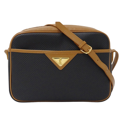 YVES SAINT LAURENT イヴ・サンローラン ショルダーバッグ ブラック ブラウン PVC レディース 【中古】