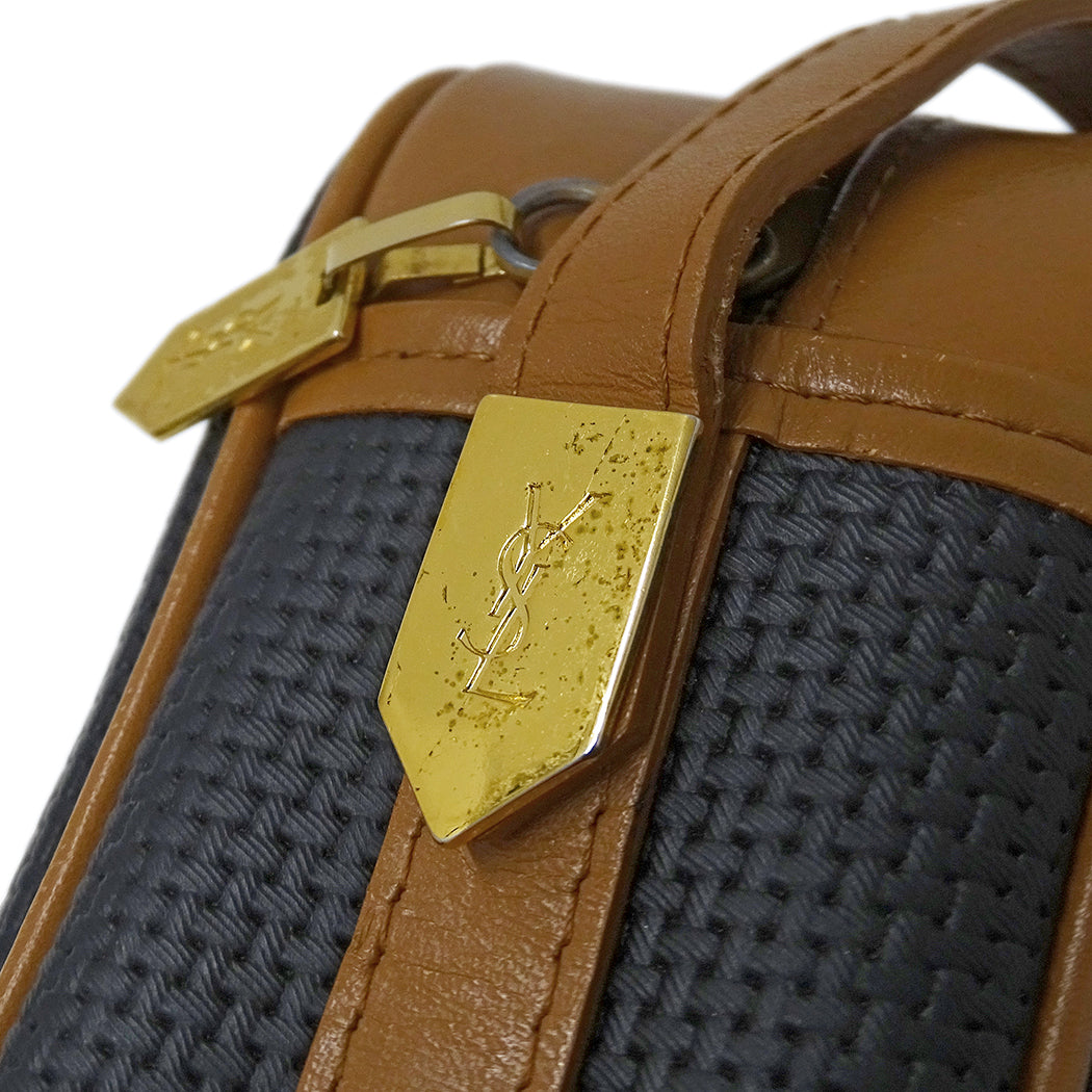 YVES SAINT LAURENT イヴ・サンローラン ショルダーバッグ ブラック ブラウン PVC レディース 【中古】