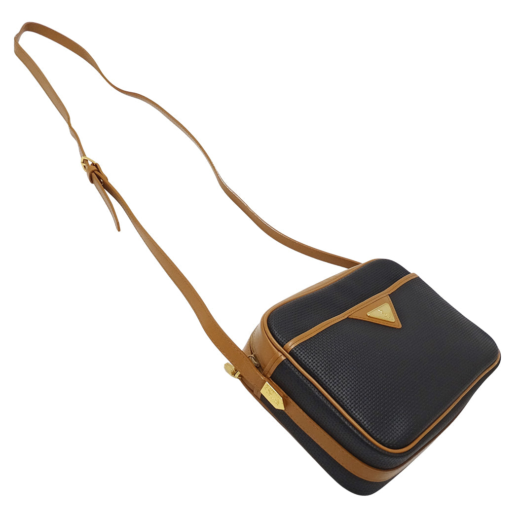 YVES SAINT LAURENT イヴ・サンローラン ショルダーバッグ ブラック ブラウン PVC レディース 【中古】