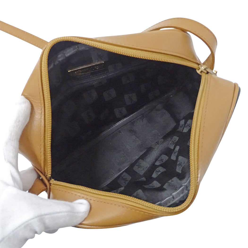 YVES SAINT LAURENT イヴ・サンローラン ショルダーバッグ ブラック ブラウン PVC レディース 【中古】