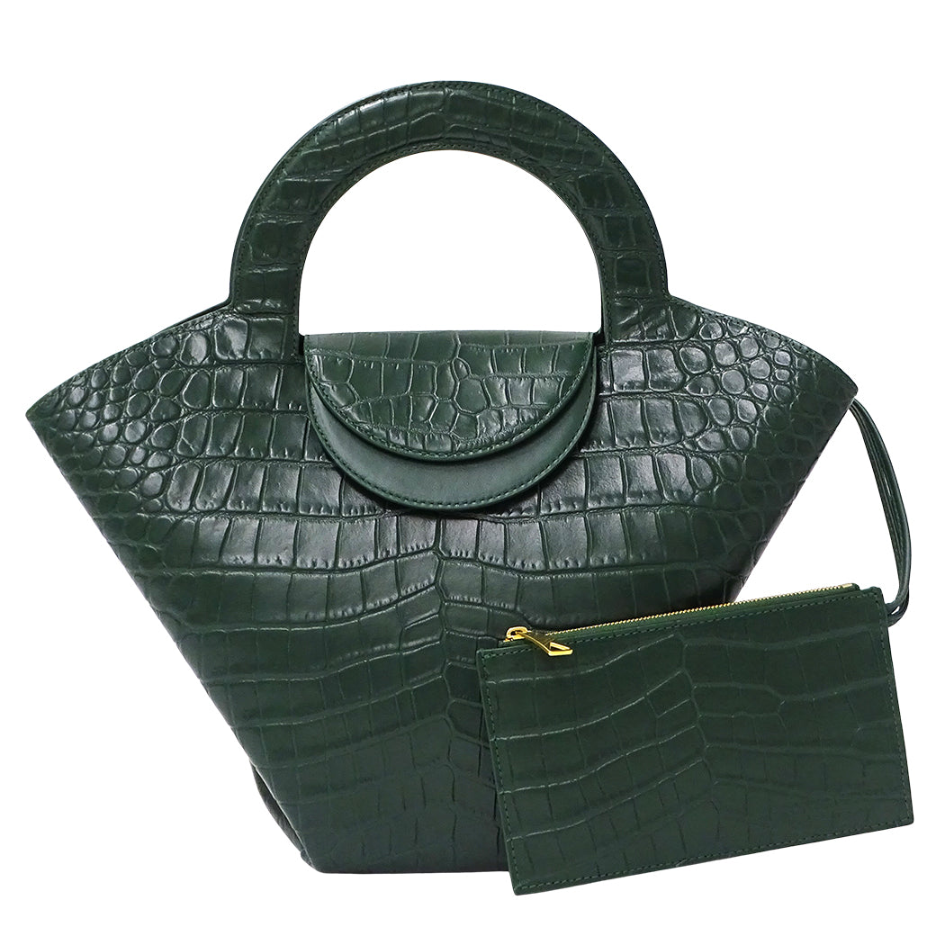 BOTTEGAVENETA ボッテガ・ヴェネタ ドール ハンドバッグ グリーン レザー レディース 【中古】