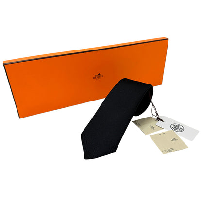 HERMES エルメス ネクタイ サントノーレ ブラック シルク メンズ 【中古】
