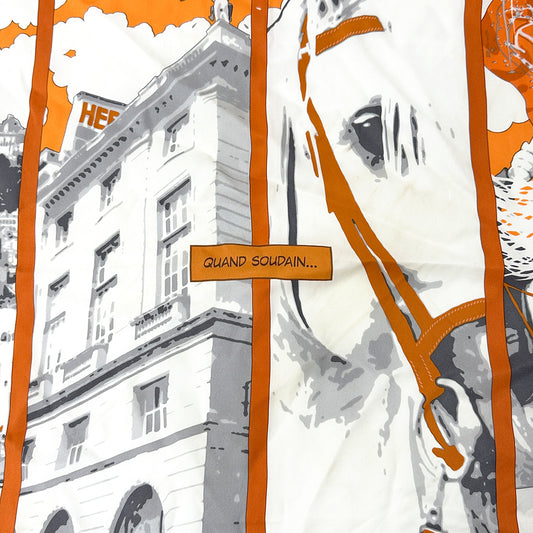 HERMES エルメス QUAND SOUDAIN その日突然 スカーフ カレ 70 オレンジ シルク レディース 【中古】