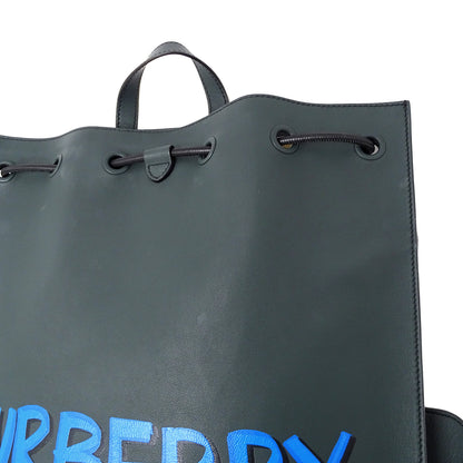 BURBERRY バーバリー グラフィティ プリント リュック グリーン レザー レディース メンズ 【中古】