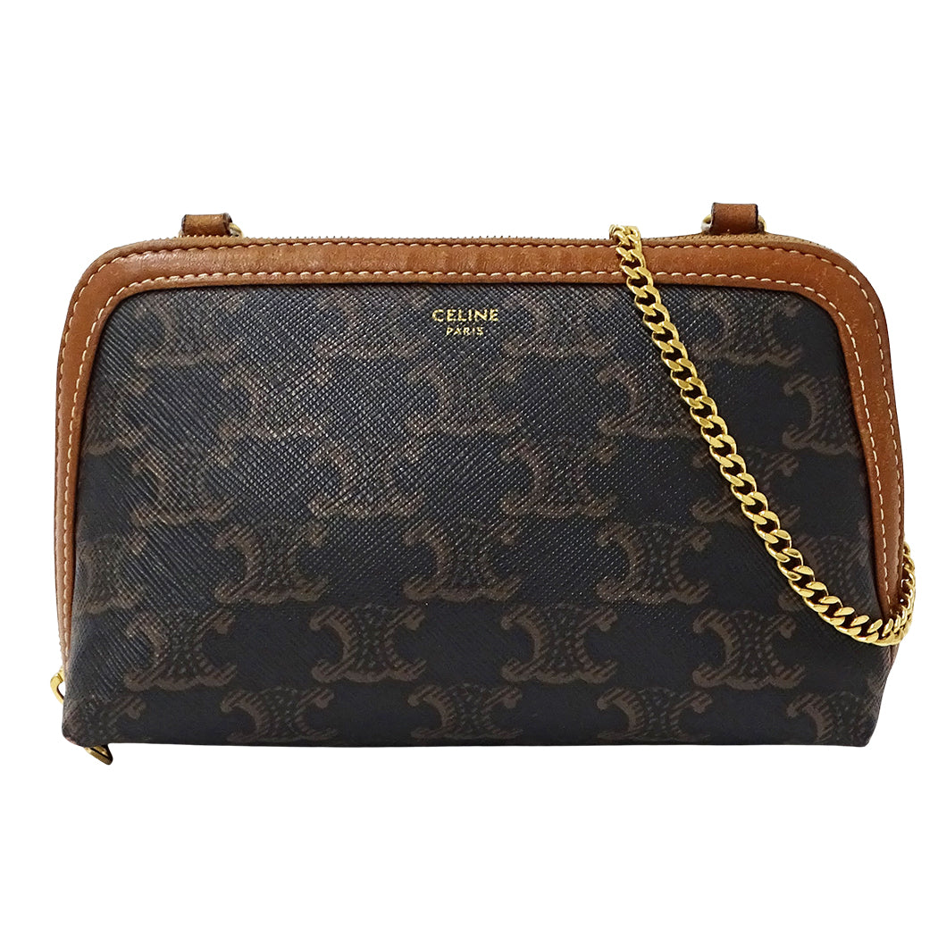CELINE セリーヌ ショルダーバッグ トリオンフ ブラウン レディース 【中古】