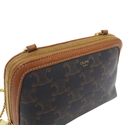 CELINE セリーヌ ショルダーバッグ トリオンフ ブラウン レディース 【中古】