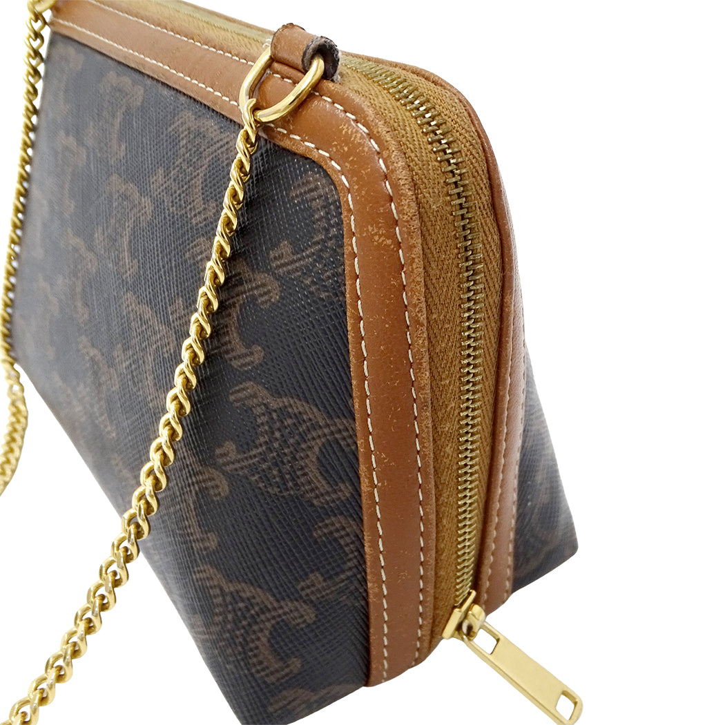 CELINE セリーヌ ショルダーバッグ トリオンフ ブラウン レディース 【中古】