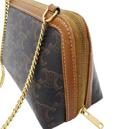 CELINE セリーヌ ショルダーバッグ トリオンフ ブラウン レディース 【中古】
