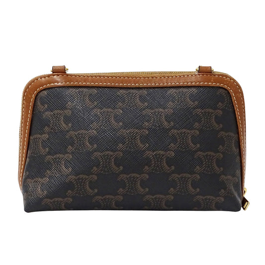 CELINE セリーヌ ショルダーバッグ トリオンフ ブラウン レディース 【中古】