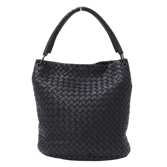 BOTTEGAVENETA ボッテガ・ヴェネタ ハンドバッグ イントレチャート ブラック レザー レディース 【中古】